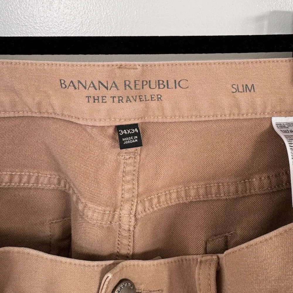 Banana Republic Men's Traveler Slim Fit Jeans Mens W34 L34 Color: Khaki Beige - Picture 2 of 3